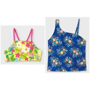 Art Class Cat & Jack Girls' New 2pc Swimming Top Tankini Floral Size M 7/8